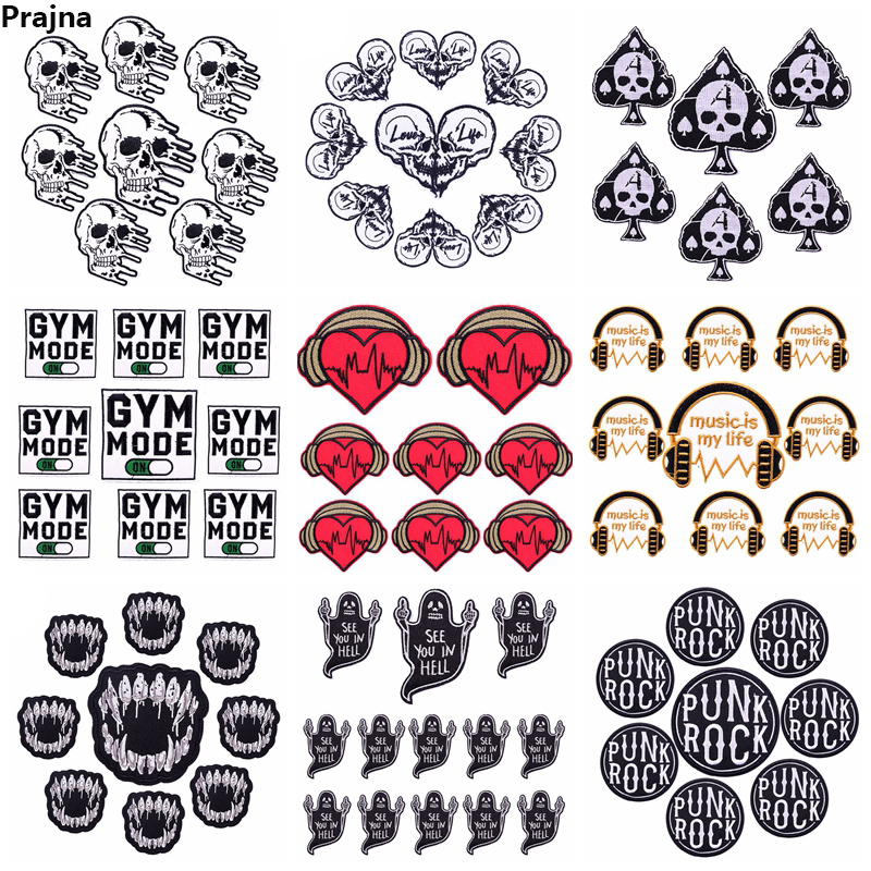 10PCS/lots Rock Style Embroide - Streetwear Brand Stickers 评论和价格