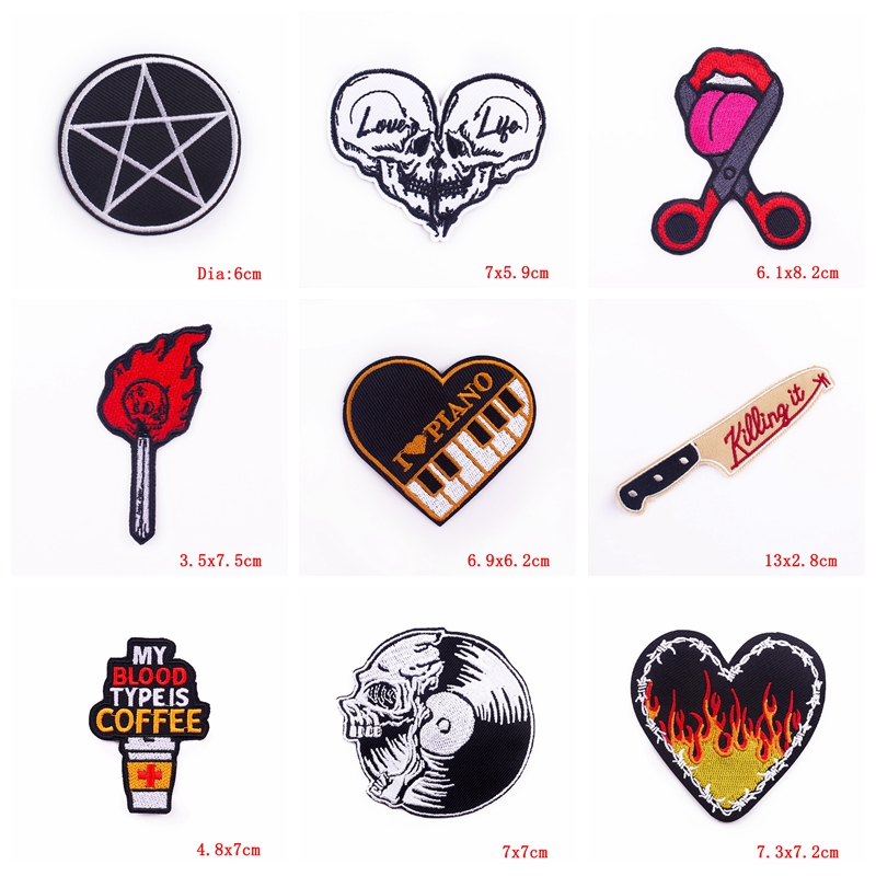 10PCS/lots Rock Style Embroide - Streetwear Brand Stickers 评论和价格