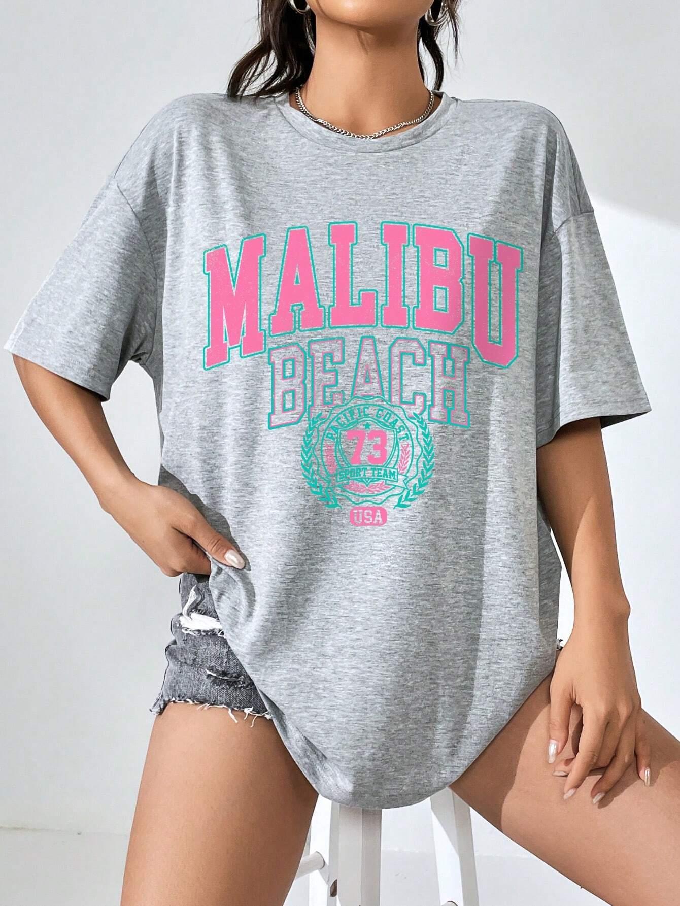 Malibu Beach Letter Print Prin - Streetwear Clothing Brands 评论和价格