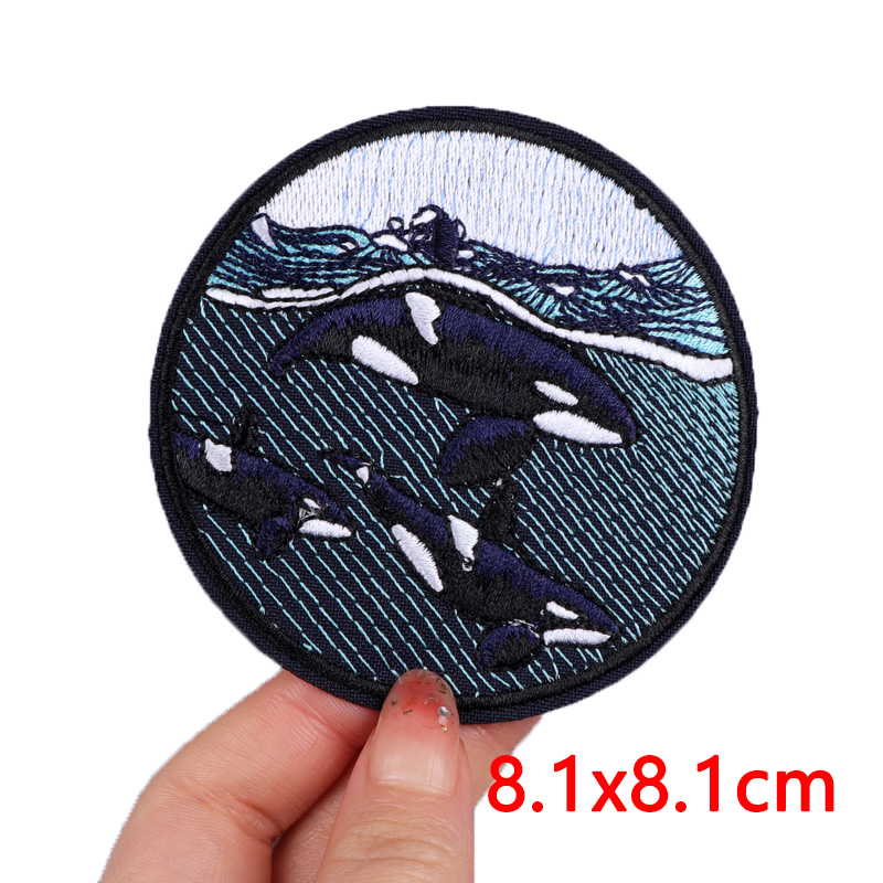 Wave/Dolphin Shark Patch Outdo - Streetwear Brand Stickers 评论和价格